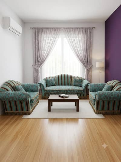 Comfortable 8-Seater Sofa Set with Matching Cushions – Good Condition