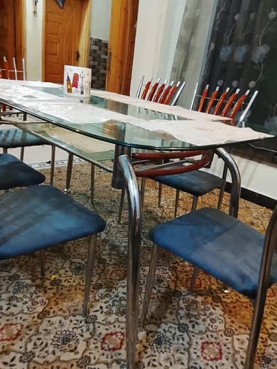 6 seater dining table steel frame within shesham tali decorate