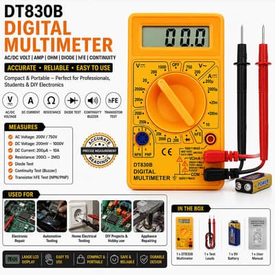 DT830D Digital Multimeter | AC/DC Voltage Continuity Diode Tester