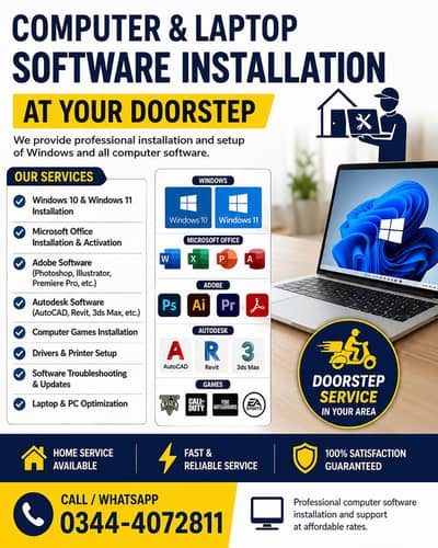 Computer & Laptop Softwares and Games Installation at Your Doorstep