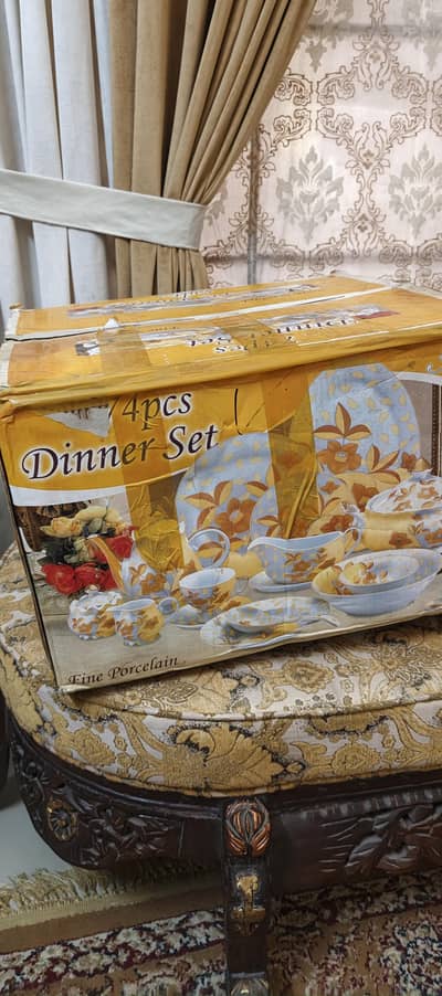72 Piece Golden white dinner set