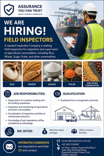 FIELD INSPECTOR – JOB OPPORTUNITY