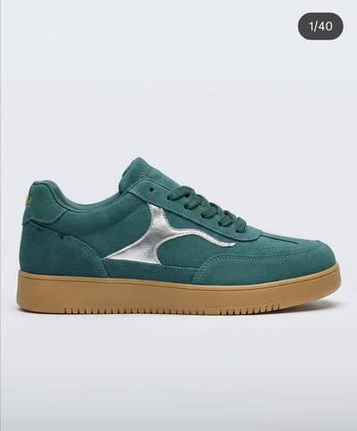 teal matellic accent trainers