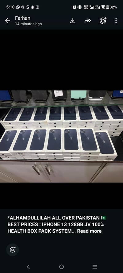 Apple iPhone 13 jv box pack non active challenging price all over pk