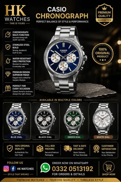 Lot of 4 Brand New Original Casio MTP-1375D Men's watches | Green,