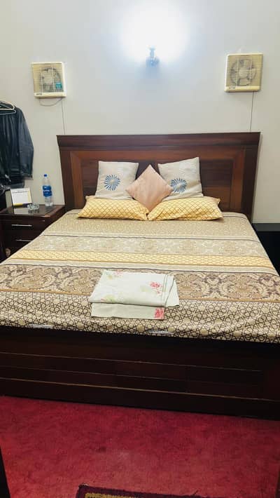 king size wooden bed + molty foam spring mattress + dressing table