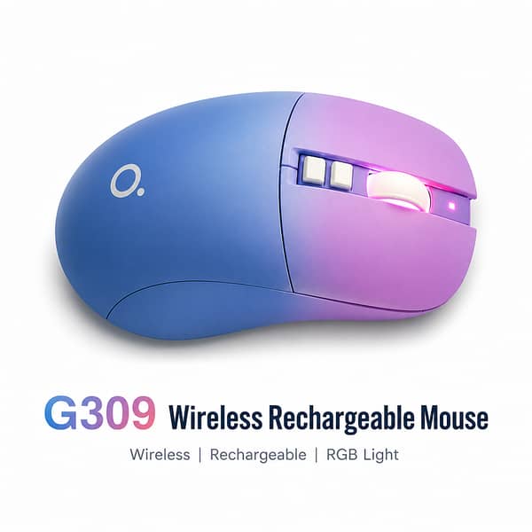G309 Wireless Rechargeable Gaming Mouse with RGB LED Light, Smooth Clicks, Fast Response, USB Charging, Ergonomic Design for Laptop, PC & Gaming