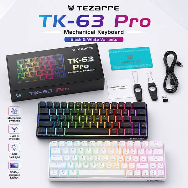 TEZARRE TK-63 Pro RGB WiRELESS MECHANiCAL GAMiNG KEYBOARD