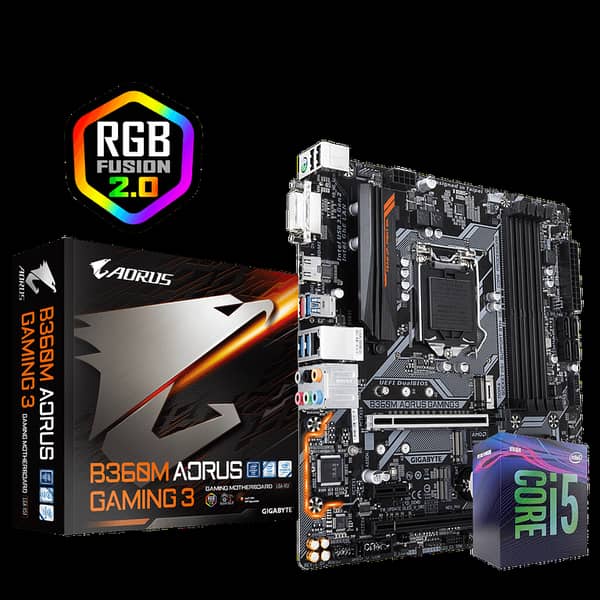 Aorus B360M Motherboard with i5 8th generation motherboard package with box (Used)