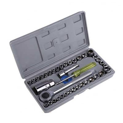 40-Piece Stainless Steel Socket Wrench Set Silver