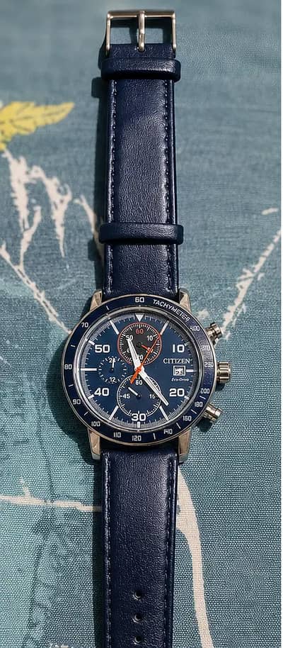 Citizen Brycen chronograph Blue Dial Blue Leather Strap
