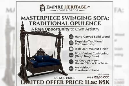 Carved Wooden Swinging Sofa | Chinioti Swing For Sale