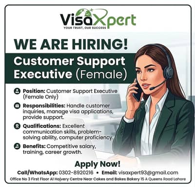 Customer Support Executive – Visa Services (Female)