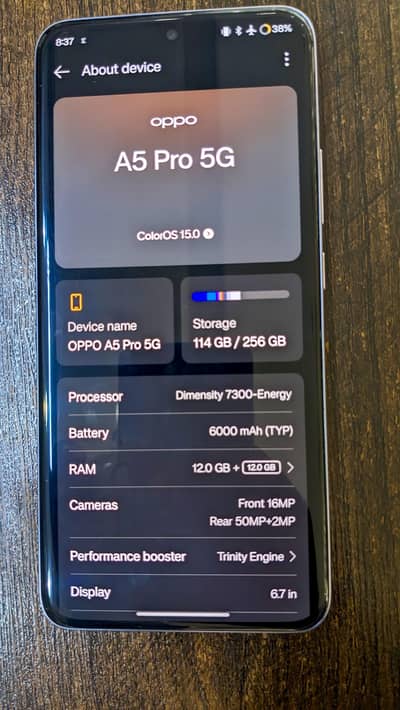 OPPO A5 PRO 5G Chinese 12+12 /256Gb . . 80watt Charger 700Dimensity 7300