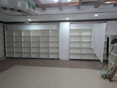pharmacy medical store or grocery store racks/shelves
