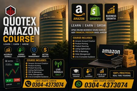 qotex ,Amazon , Shopify  sab course sikhate ha 03044373073