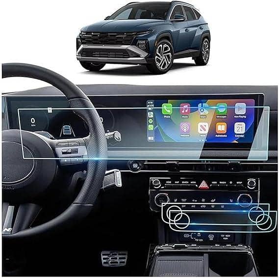 Hyundai Tucson 2024-2026 Model Transparent Car LCD Screen And Speedometer Glass Protector In Premium Quality