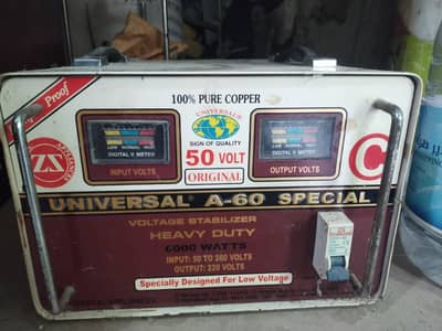 Universal A-60 Heavy Duty Voltage Stabilizer 6000W 100% Genuine Copper