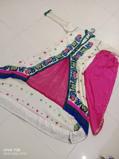 airline frock two piece colour whiteand pink