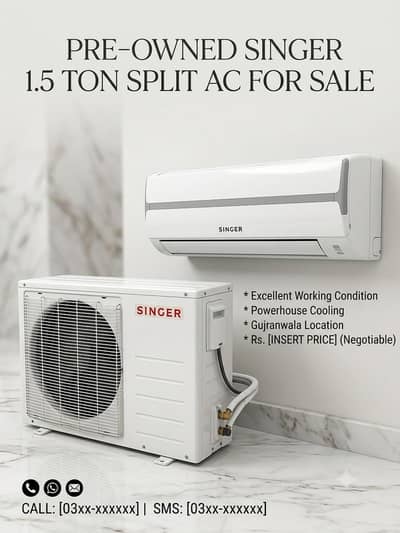 Singer 1.5 Ton Split AC (Excellent Working Condition)