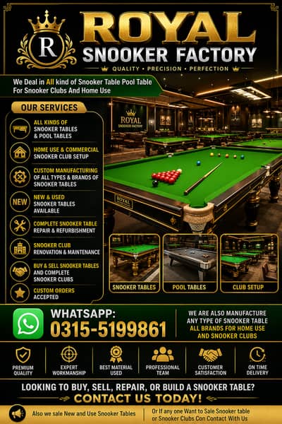 Snooker Table For Sale / Billiard/ Pool Table for sale in Rawalpindi