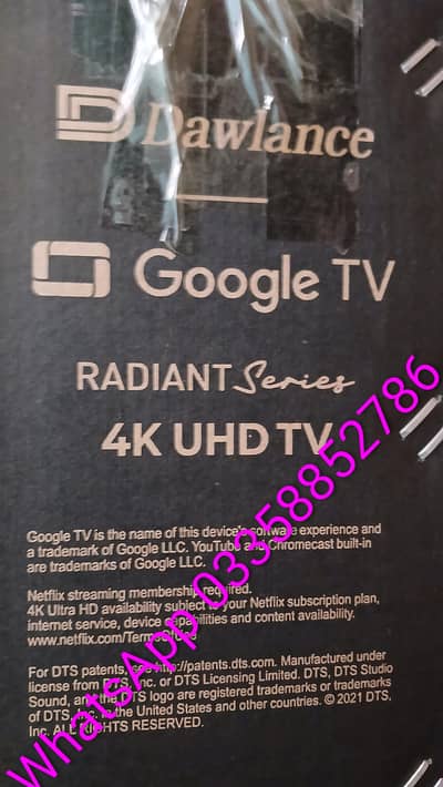 Dawlance google smart LED 55" 4K ultra HD Redinad series