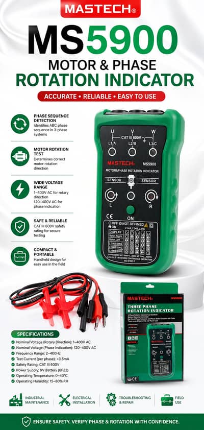 MS5900 MASTECH Motor & Phase Rotation Indicator