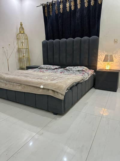 Luxury velvet king size bed set