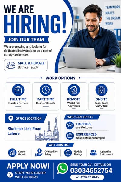 we are hiring staff male and female for online work