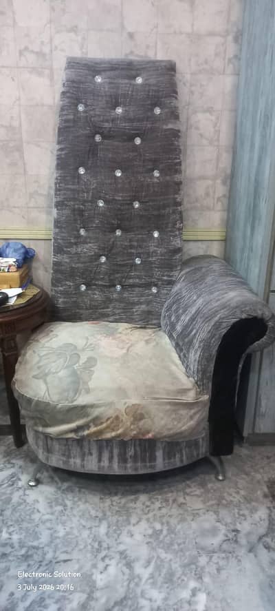 2 Luxury Velvet Sofa Chairs with Matching Stool/Table – Good Condition