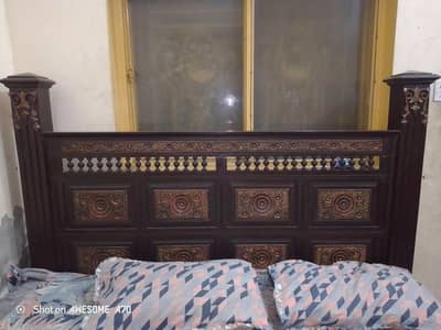 full wooden bed chinoti style + mattress + dressing + say table