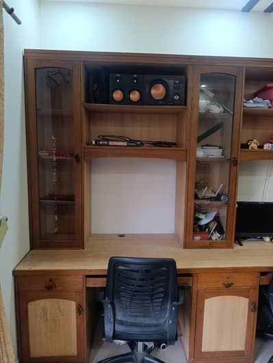 bookshelf study table and computer table burmateak wood work