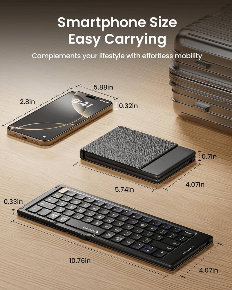 Foldable Compact Bluetooth Keyboard Rechargeable 1