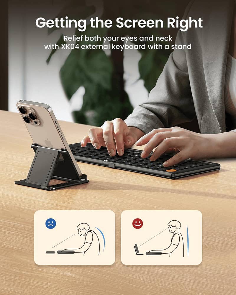 Foldable Compact Bluetooth Keyboard Rechargeable 4