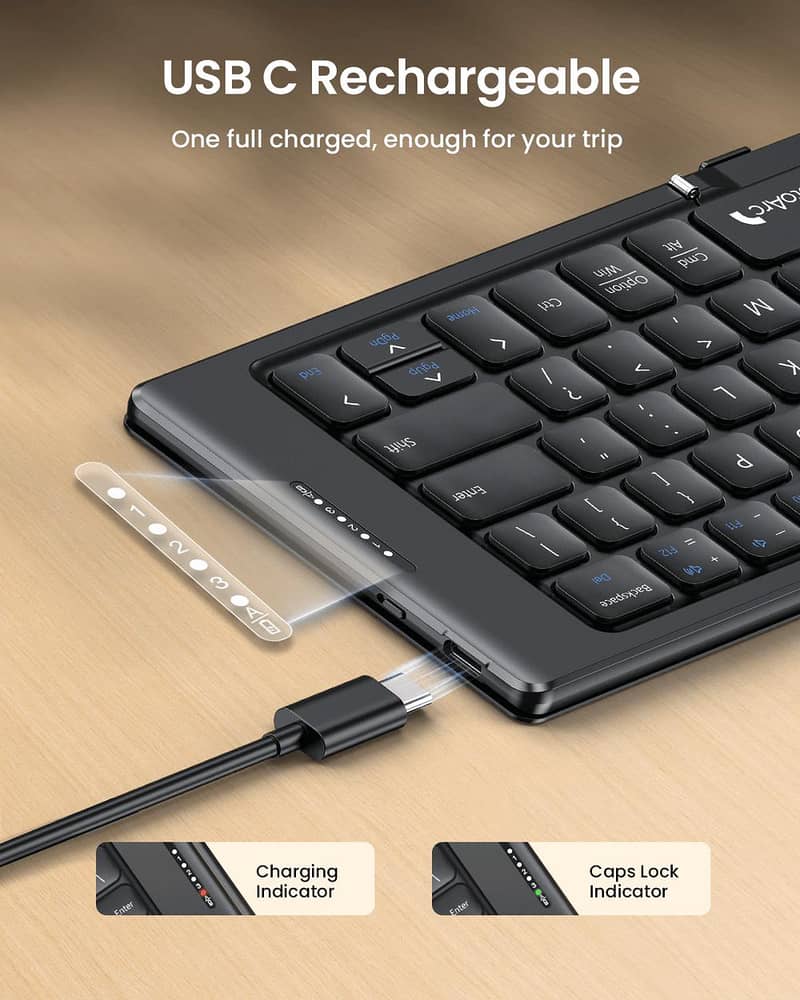 Foldable Compact Bluetooth Keyboard Rechargeable 6