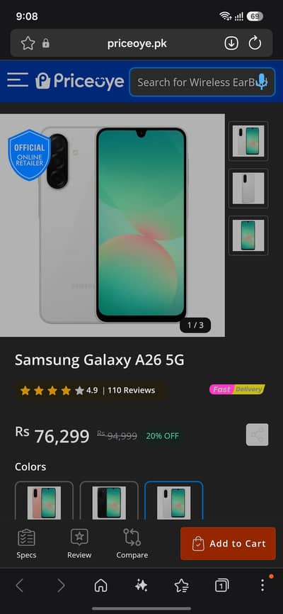 Samsung Mobile A26 5g 8. . 256