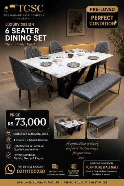 Dining Table Set for Sale Karachi | Wooden Dining Table | 4, 6 & 8 Sea