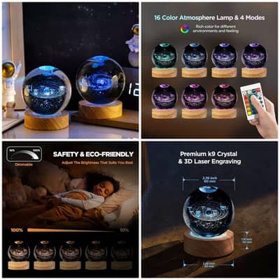 3D Crystal Ball Night Lamp - 16 Colors with Remote Control