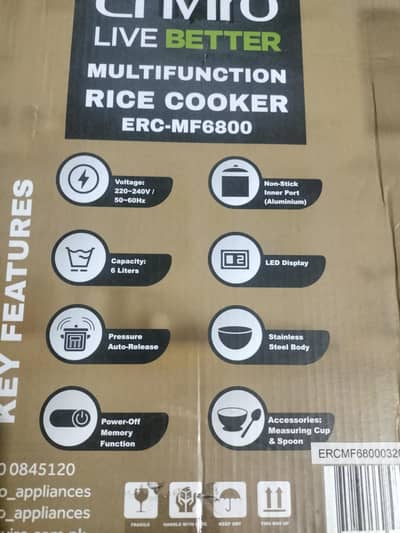 Brand New Enviro Rice Cooker – 6L Multi-Function Electric Cooker