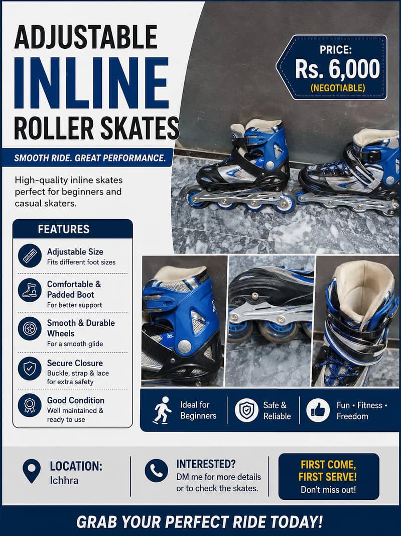 Inline Roller Skates – Good Condition 0