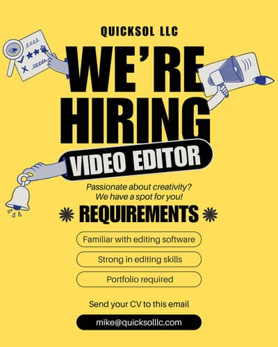 We're hiring video editor