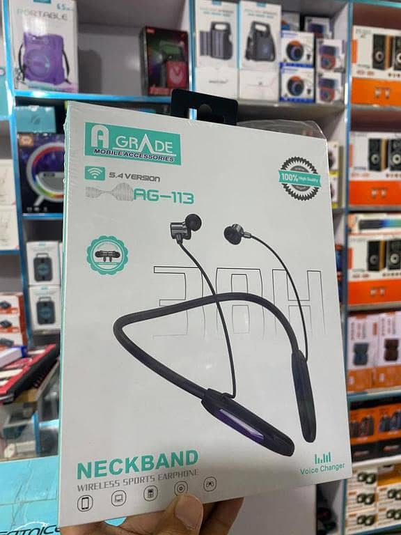 GRADE AG-113 Wireless Neckband Bluetooth Earphones | Bluetooth 5.4 | Magnetic Earbuds | Sports Headset with Voice Changer