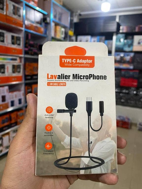 Type-C Lavalier Microphone | Wired Clip-On Mic | USB Type-C | 1.5m Cable | Noise Reduction for Android, YouTube & Video Recording