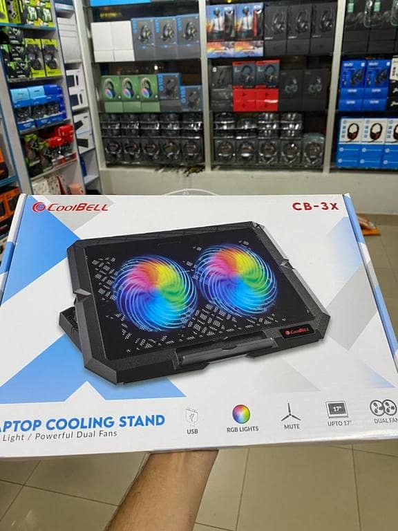 CoolBELL CB-3X RGB Laptop Cooling Stand | Dual Fan Cooling Pad | RGB LED Lights | Adjustable Stand | USB Powered | For 13.3"–15.6" Laptops