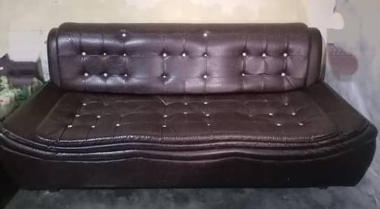 5-seater brown leatherette Sofa set 3×2