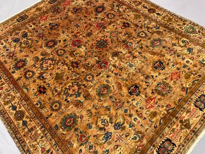 Handmade afghan wool rug, geometric floral area rug, classic decor rug