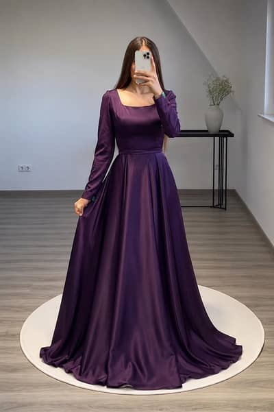 silk purple  frock for sell