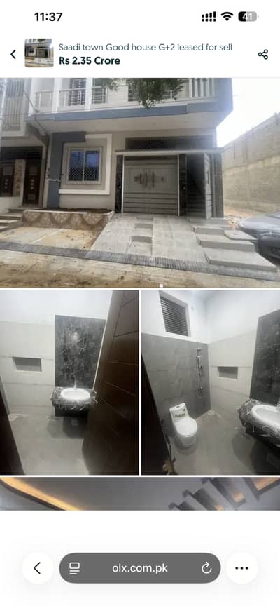 120 yards leased new house for sale  - Saadi town