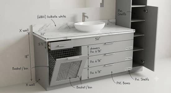 M. A Corian & vanity starting per square feet price is 2800