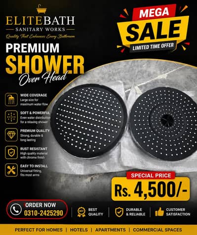 Premium Rain Shower Head 12 Inch